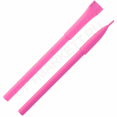 Ручка шариковая бумажная с колпачком, цвет фуксия