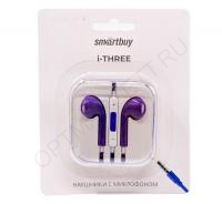 Наушники с микрофоном SmartBuy i-THREE фиолетовые (SBH-104-VI)