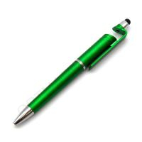 Ручка автоматическая КР04 со стилусом и подставкой для телефона, цвет зеленый
